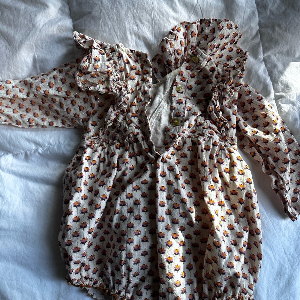 Pink Chicken Floral Ruffle Baby Romper